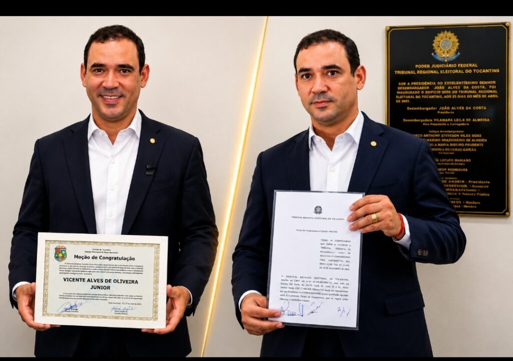 Vicentinho Júnior recebe Moção de Aplauso em Porto Nacional e assina Pacto pela Integridade das Eleições no TRE-TO