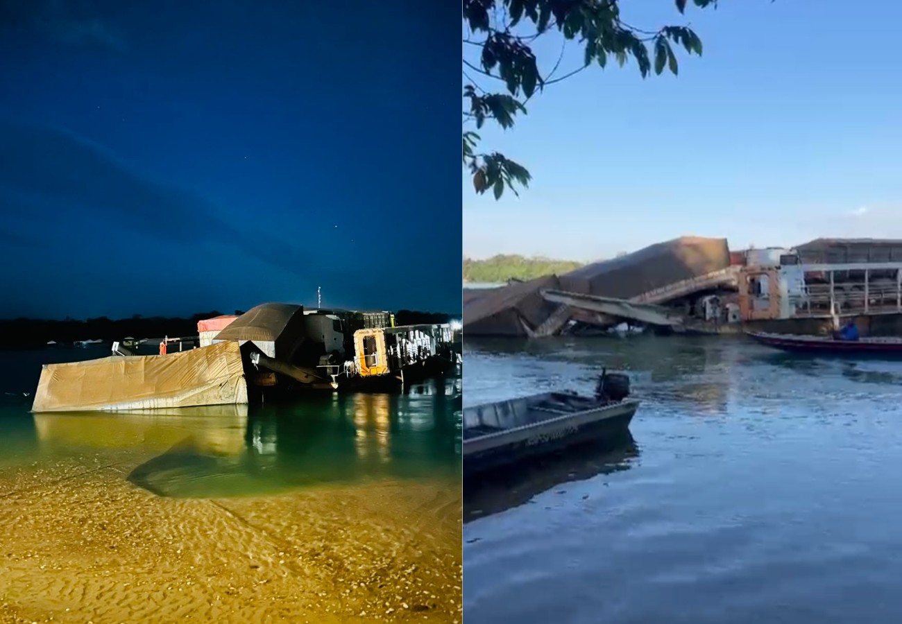 Caminhão fica pendurado após descer rampa de balsa no Rio Tocantins; caminhao-fica-pendurado-apos-descer-rampa-de-balsa-no-rio-tocantins;