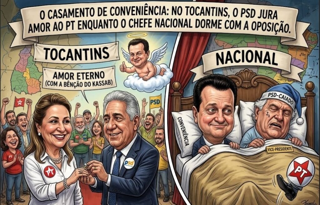 O Casamento de Conveniência: no Tocantins, o PSD jura amor ao PT enquanto o chefe nacional dorme com a oposição